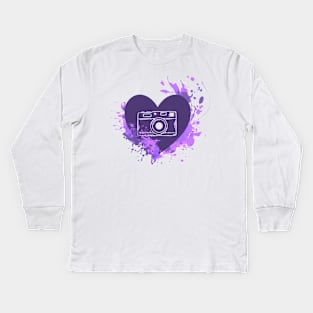 Purple Heart Camera Kids Long Sleeve T-Shirt